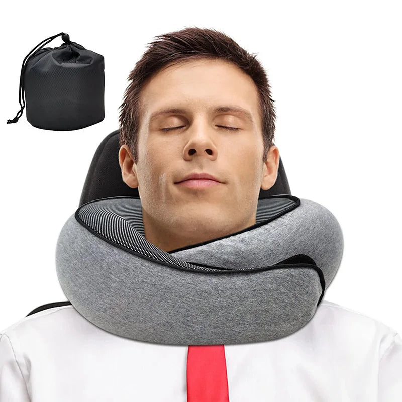 Ergonomic Memory Foam Travel Neck Pillow – U-Shaped Support