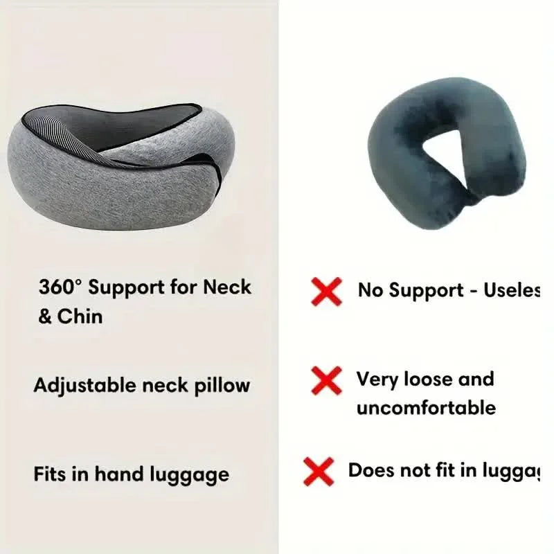 Ergonomic Memory Foam Travel Neck Pillow – U-Shaped Support
