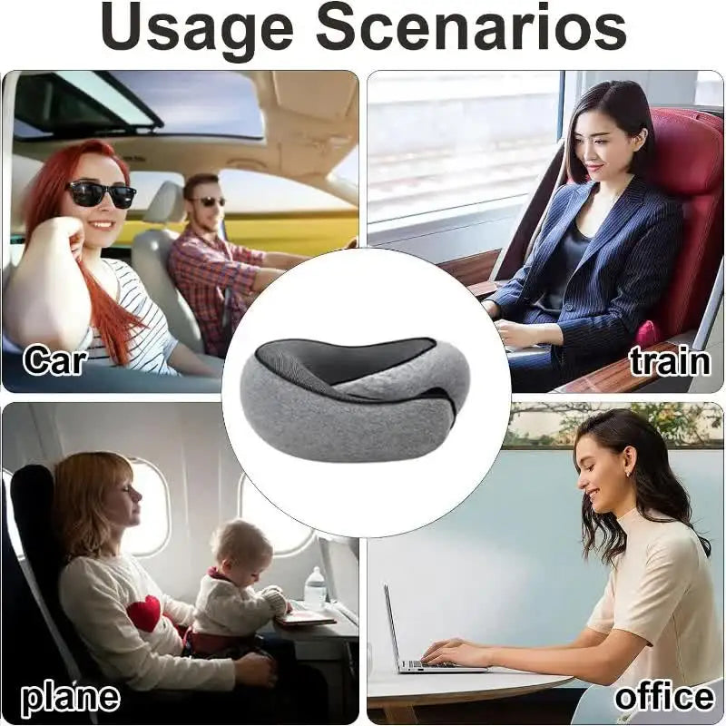 Ergonomic Memory Foam Travel Neck Pillow – U-Shaped Support