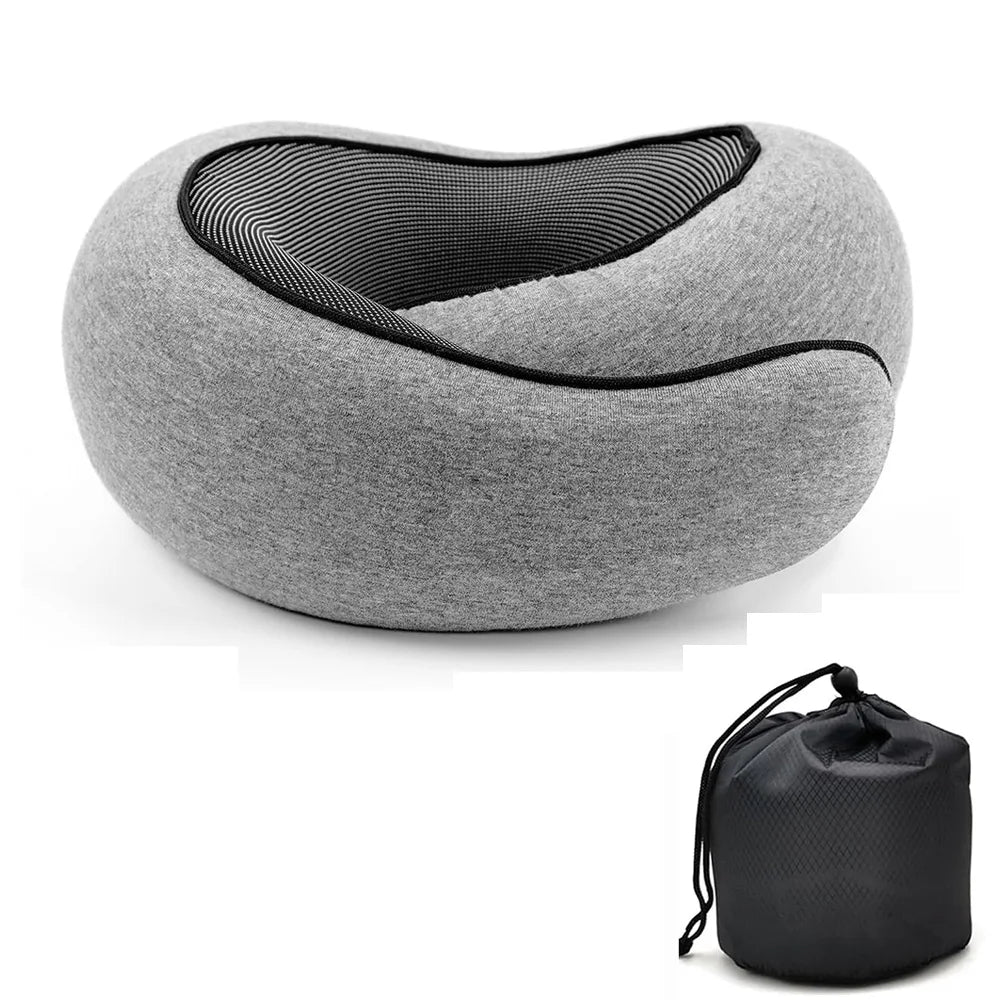 Ergonomic Memory Foam Travel Neck Pillow – U-Shaped Support