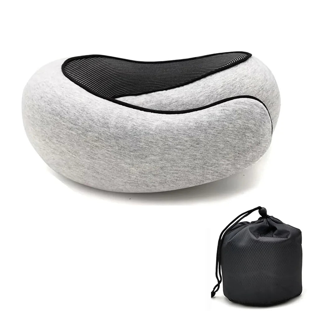 Ergonomic Memory Foam Travel Neck Pillow – U-Shaped Support